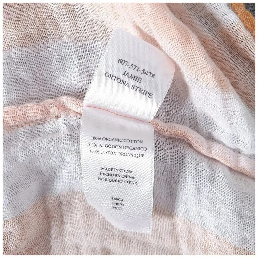 Rails Jamie Orange Ortona Stripe Top Womens Small Short Sleeve Organic Cotton